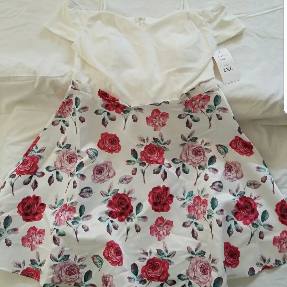 Vintage Off Shoulder Floral Dress